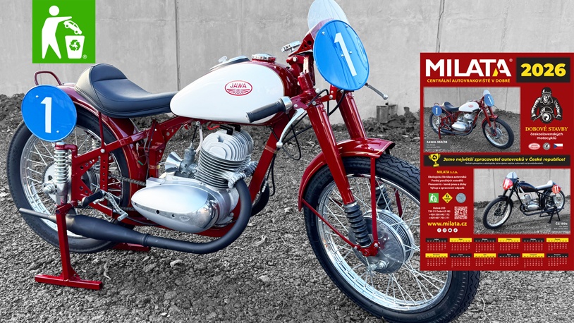 Kalendář Autovrakoviště MILATA 2026 Motocyklový kalendář 2026 MILATA