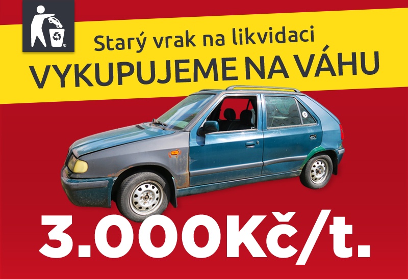 Výkup autovraku na likvidaci na váhu - sběrna autovraků Milata
