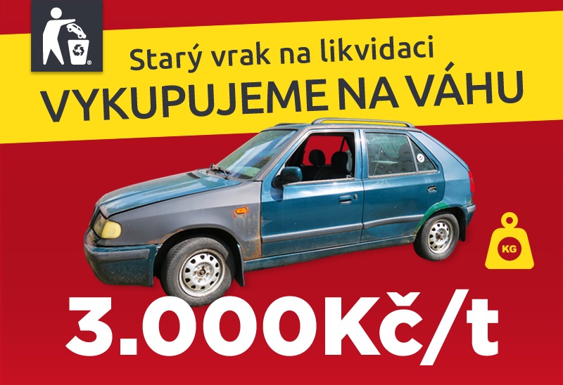 Výkup autovraku na likvidaci na váhu - sběrna autovraků Milata