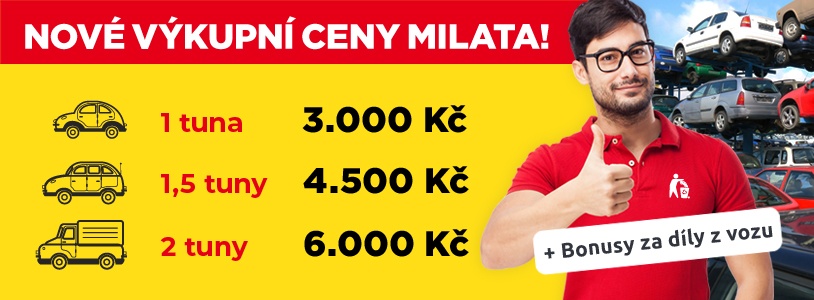 Likvidace vozidel Milata - aktuální výkupní ceny