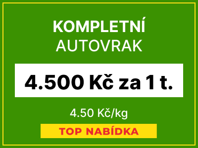 Kompletní autovrak - 4500 Kč za 1 tunu vozu