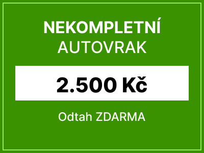 Nekompletní autovrak s odtahem - 2500 Kč bonus za auto