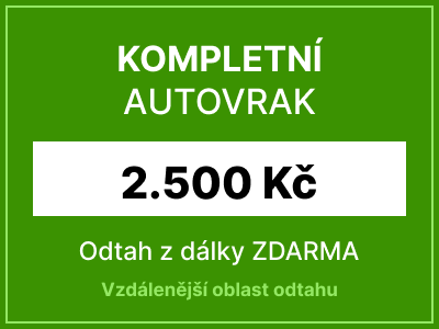 Kompletní autovrak s odtahem z dálky - 2500 Kč bonus za auto