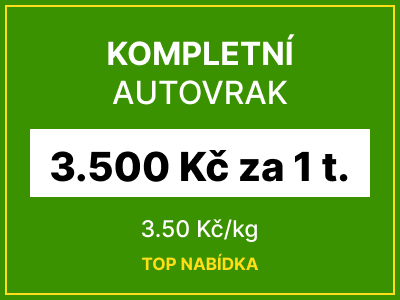 Kompletní autovrak - 3500 Kč za 1 tunu vozu