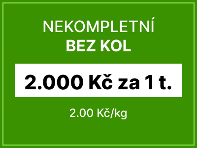 Nekompletní autovrak bez kol - 2000 Kč za 1 tunu vozu