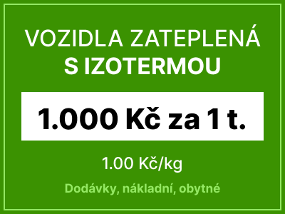 Autovrak vozidla s izotermou - 1000 Kč za 1 tunu vozu