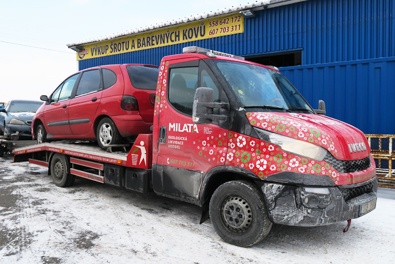 Odtah autovraků k likvidaci Odtahové vozidlo Milata