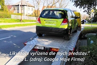 Recenze - likvidace autovraků s odtahem Odvoz vozidla na likvidaci